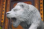 Close-up of a statue of lion outside a temple, Ta Prohm Temple Angkor Wat, Siem Reap, Cambodia