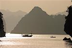 Bateaux dans la mer, la baie d'Halong, Vietnam