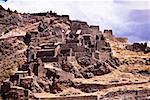 Low angle view of ruins on a mountain, Pisaq, Urubamba Valley, Peru