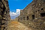 Stone walls of the old ruins, Choquequirao, Inca, Cusco Region, Peru