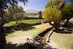 High angle view of a footbridge in a garden, Sabandia Mill, Arequipa, Peru