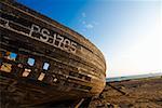 Close-up of an abandoned boat on the beach, Town Of El Chaco, Peru