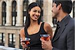 Couple Drinking Wine on Balcony, Soho, New York City, New York, USA