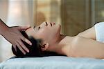A woman has a relaxing massage