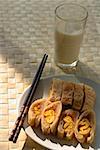 Still life of pastry with pork floss and egg yolk