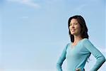 Woman smiling while looking into the distance