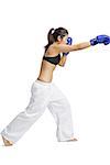 Female boxer, practicing