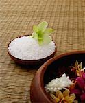 Still life of flower on bowl of rice