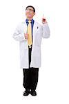 Doctor in lab coat holding pencil