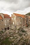 Vue d'ensemble de ruines et bâtiments, Dubrovnik, Croatie