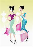 Two women with shopping bags