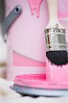 Close-Up of Brush in Pink Paint