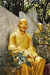 Statue de Bouddha doré, monastère des dix mille Bouddhas, Sha Tin, nouveaux territoires, Hong Kong, Chine
