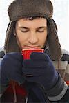 Man Drinking Hot Chocolate