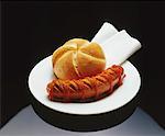 Bratwurst with Ketchup and a Roll