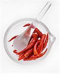 Red Thai Hot Peppers in Glass Mortar