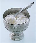 Cooked Jasamine Rice in Silver Bowl with Spoon