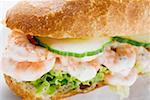 Shrimps in baguette roll