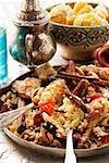 Couscous with chicken, dried fruit, almonds and cinnamon