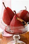 Pears in red wine with cinnamon