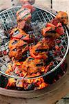 Spicy pork kebabs on the barbecue