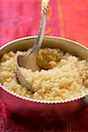 Couscous in silver bowl