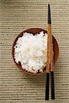 Bowl of rice and chopsticks