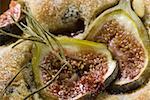 Focaccia with figs and rosemary (close-up)