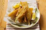 Breaded chard stalks with lemon wedges (Liguria)