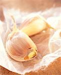 Half-peeled garlic cloves