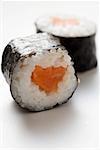 Two maki sushi with salmon