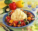 Couscous with vegetables (courgettes, peppers, tomatoes)