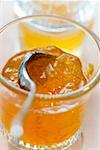 Orange jelly in a glass