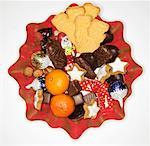 Kekse Teller mit Weihnachtsgebäck und Mandarin oranges(2)