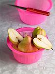 Pears in a strainer