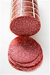 Salami, a piece and slices