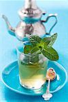 Glass of peppermint tea with fresh mint