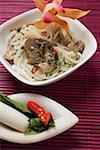 Rice noodles with pork fillet and chili peppers (Asia)