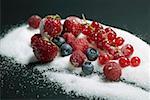 Assorted berries on sugar