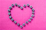 Blueberries, forming a heart