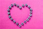 Blueberries, forming a heart