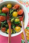 Tomato salad with capers and herbs (overhead view)