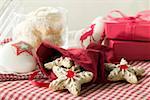 Assorted Christmas biscuits, gifts, Christmas decorations