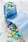 Sugared almonds in two felt bags