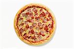 Whole ham, cheese and tomato pizza