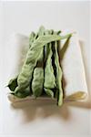 Green beans on linen cloth