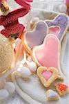 Assorted heart-shaped Christmas biscuits
