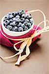 Blueberries in white bowl to give as a gift