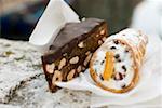 Chocolate nut cake and stracciatella roll (Italy)