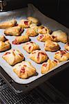 Freshly baked puff pastries in the oven
